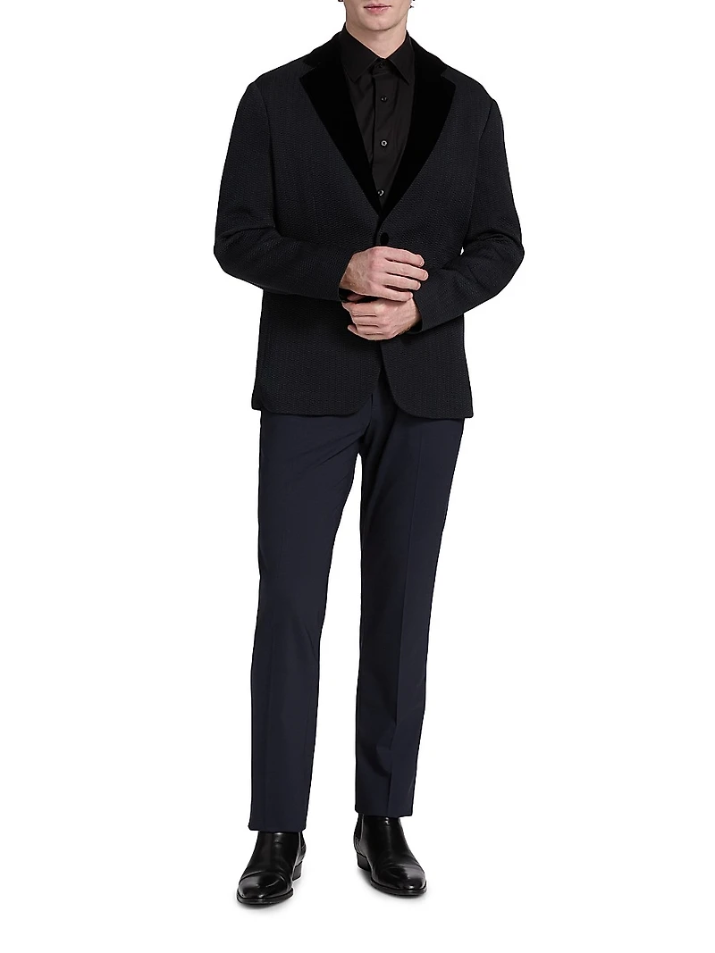 Houndstooth Velvet Blazer