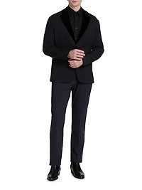 Houndstooth Velvet Blazer
