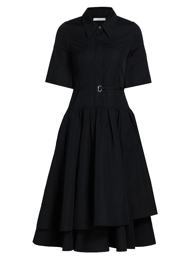 Cotton Belted Midi-Shirtdress