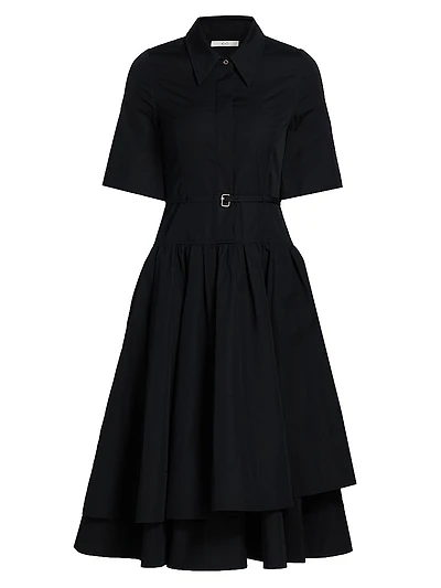 Cotton Belted Midi-Shirtdress