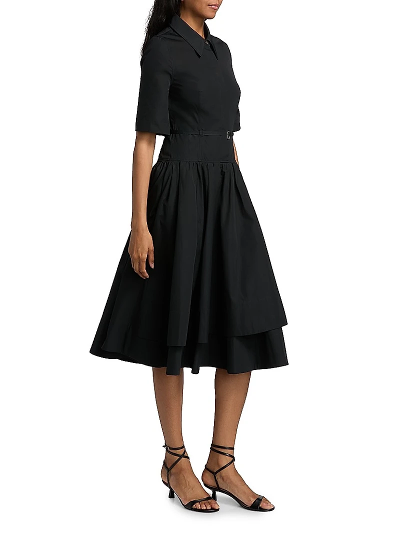 Cotton Belted Midi-Shirtdress