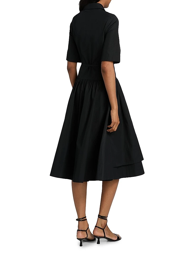 Cotton Belted Midi-Shirtdress