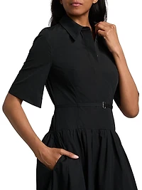 Cotton Belted Midi-Shirtdress