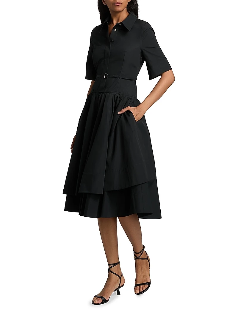 Cotton Belted Midi-Shirtdress