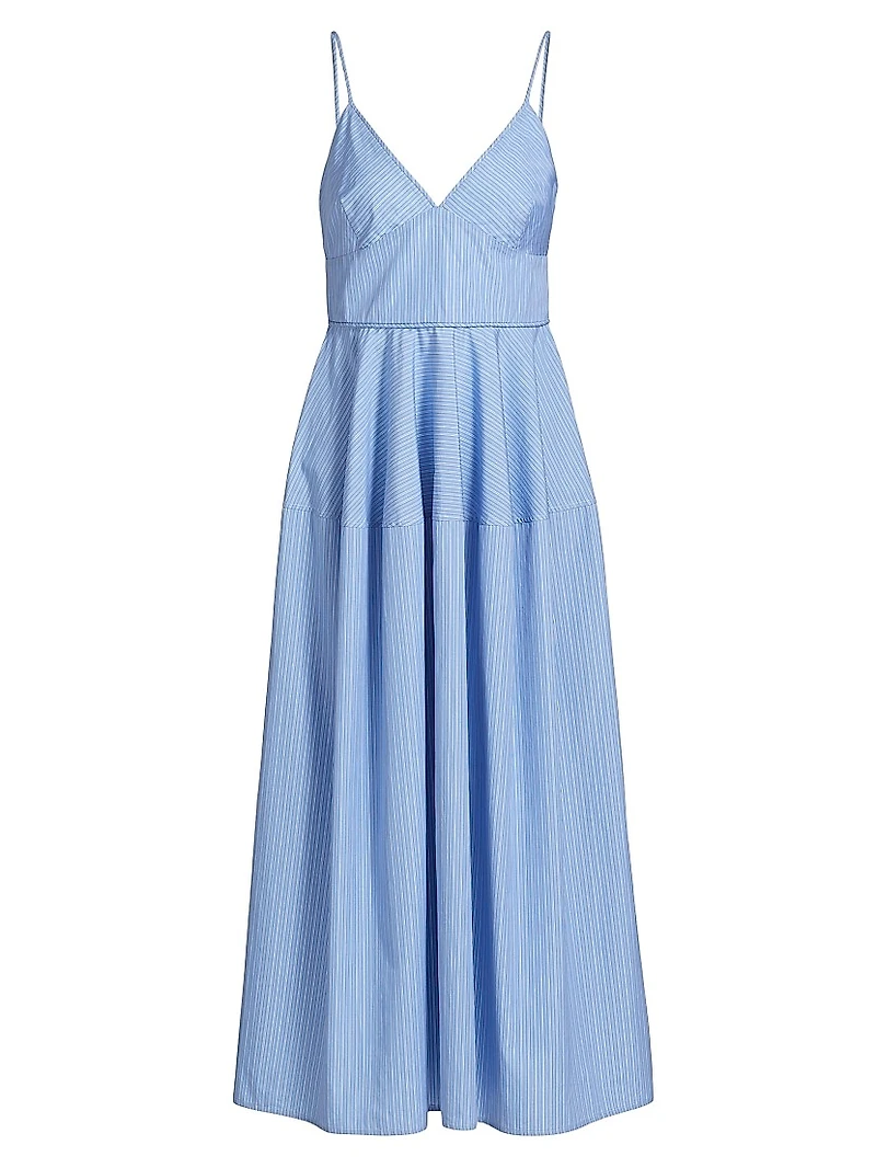 Basque Striped Cotton Midi-Dress