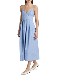 Basque Striped Cotton Midi-Dress