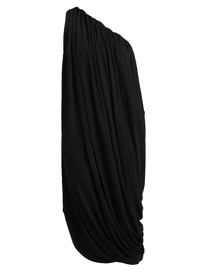 Draped Asymmetric Midi-Dress