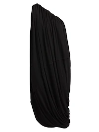Draped Asymmetric Midi-Dress