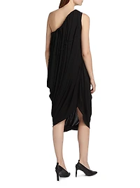 Draped Asymmetric Midi-Dress