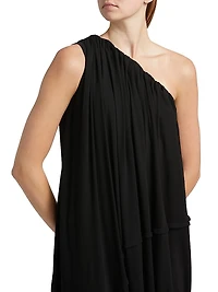 Draped Asymmetric Midi-Dress