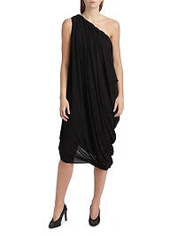 Draped Asymmetric Midi-Dress