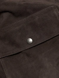 Asymmetric Suede Wrap Midi-Skirt