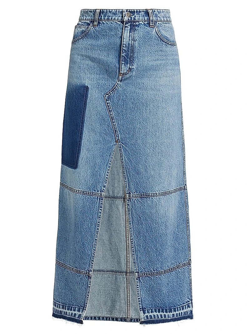 Slit Cotton Denim Maxi Skirt