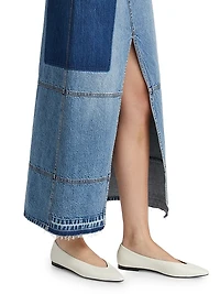 Slit Cotton Denim Maxi Skirt