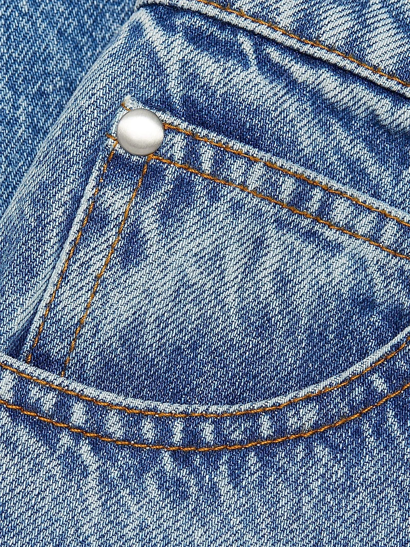 Slit Cotton Denim Maxi Skirt