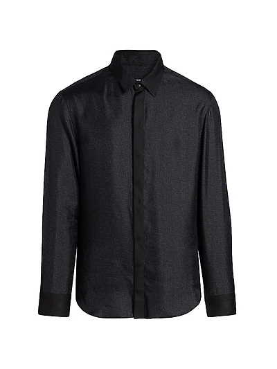 Silk Sequined Tux Shirt