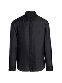 Silk Sequined Tux Shirt