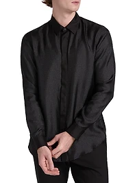 Silk Sequined Tux Shirt