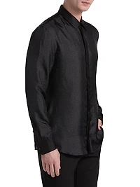 Silk Sequined Tux Shirt