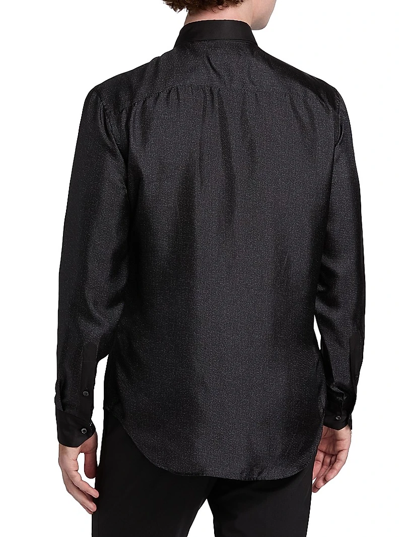 Silk Sequined Tux Shirt