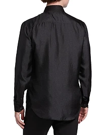 Silk Sequined Tux Shirt