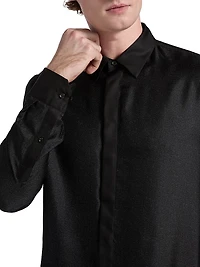 Silk Sequined Tux Shirt