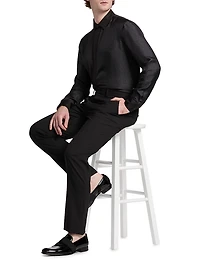 Silk Sequined Tux Shirt