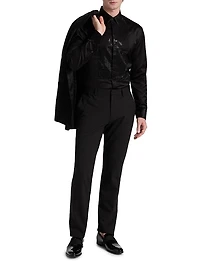 Sequined-Bib Cotton Tux Shirt