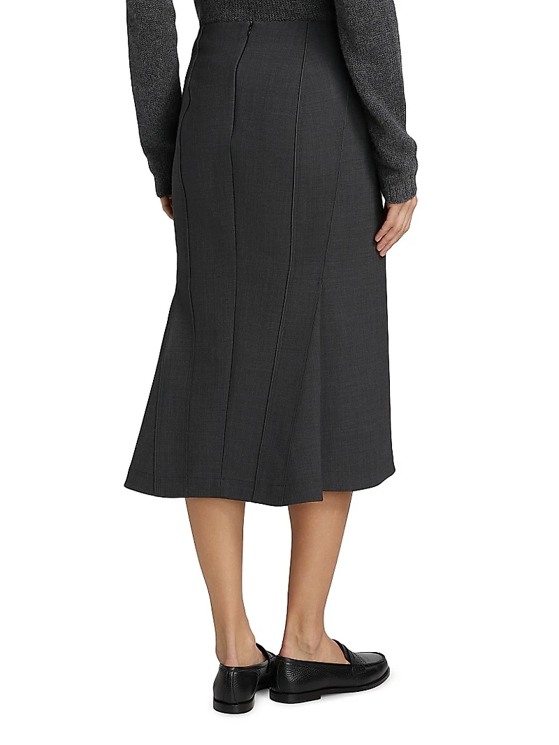 Bonded Wool Pencil Skirt