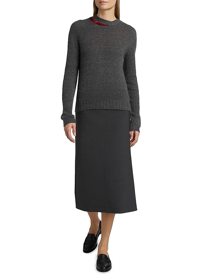 Bonded Wool Pencil Skirt