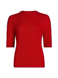 Gauzed Cashmere Short-Sleeve Sweater