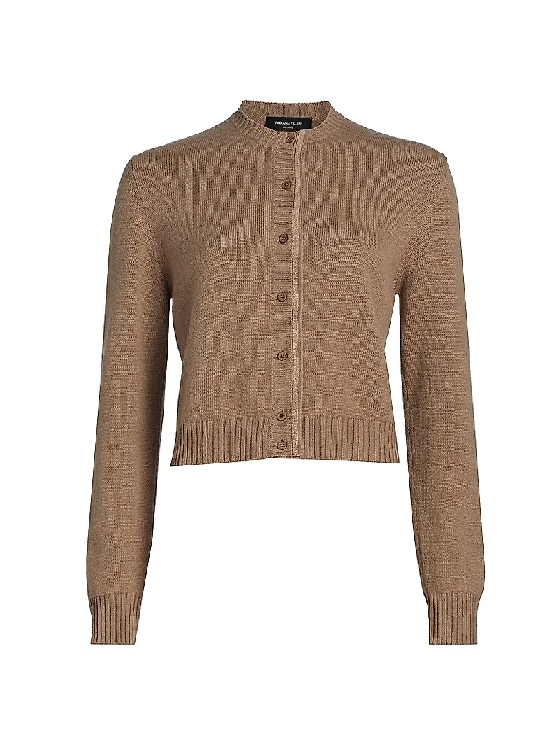 Crewneck Wool-Blend Cardigan