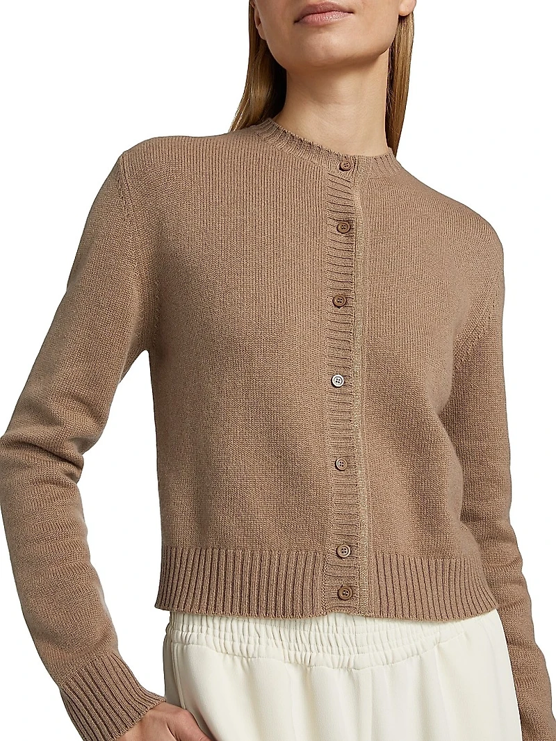 Crewneck Wool-Blend Cardigan