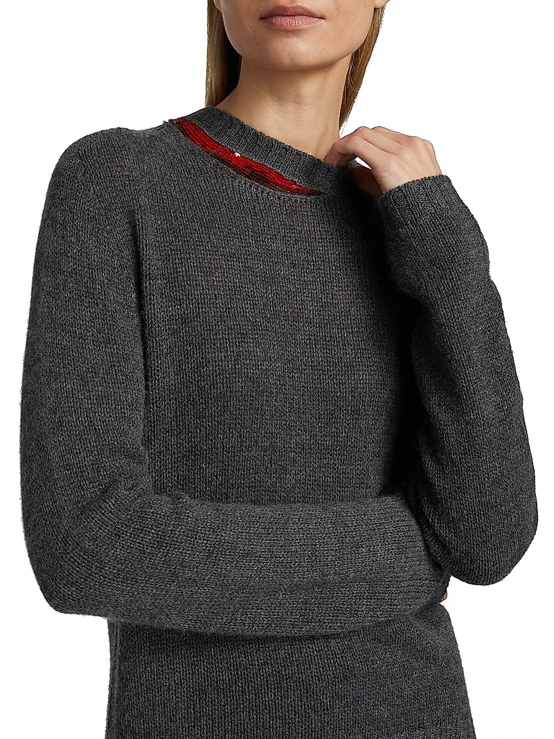 Sequin-Accented Cashmere Sweater
