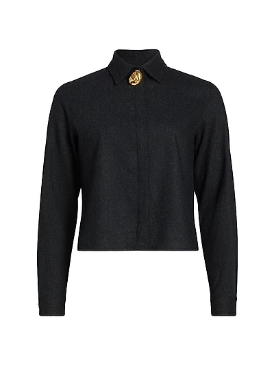 Flannel Wool Boxy Fit Shirt