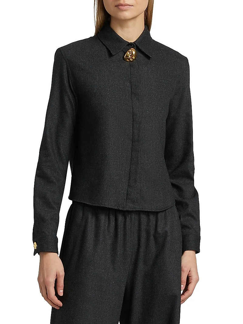 Flannel Wool Boxy Fit Shirt