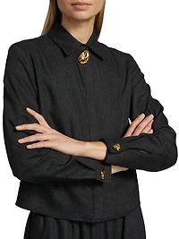 Flannel Wool Boxy Fit Shirt