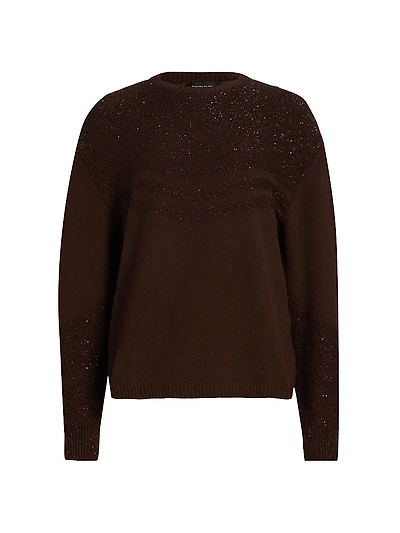 Sequin Geometric Intarsia Wool-Silk Sweater
