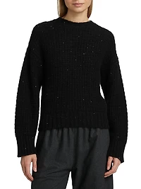 Sequin Square Stitch Wool-Cashmere Sweater