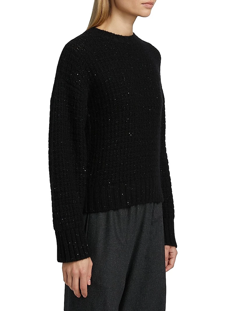 Sequin Square Stitch Wool-Cashmere Sweater