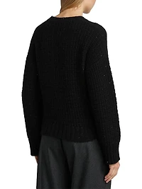 Sequin Square Stitch Wool-Cashmere Sweater