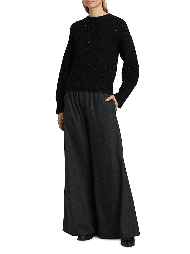Sequin Square Stitch Wool-Cashmere Sweater