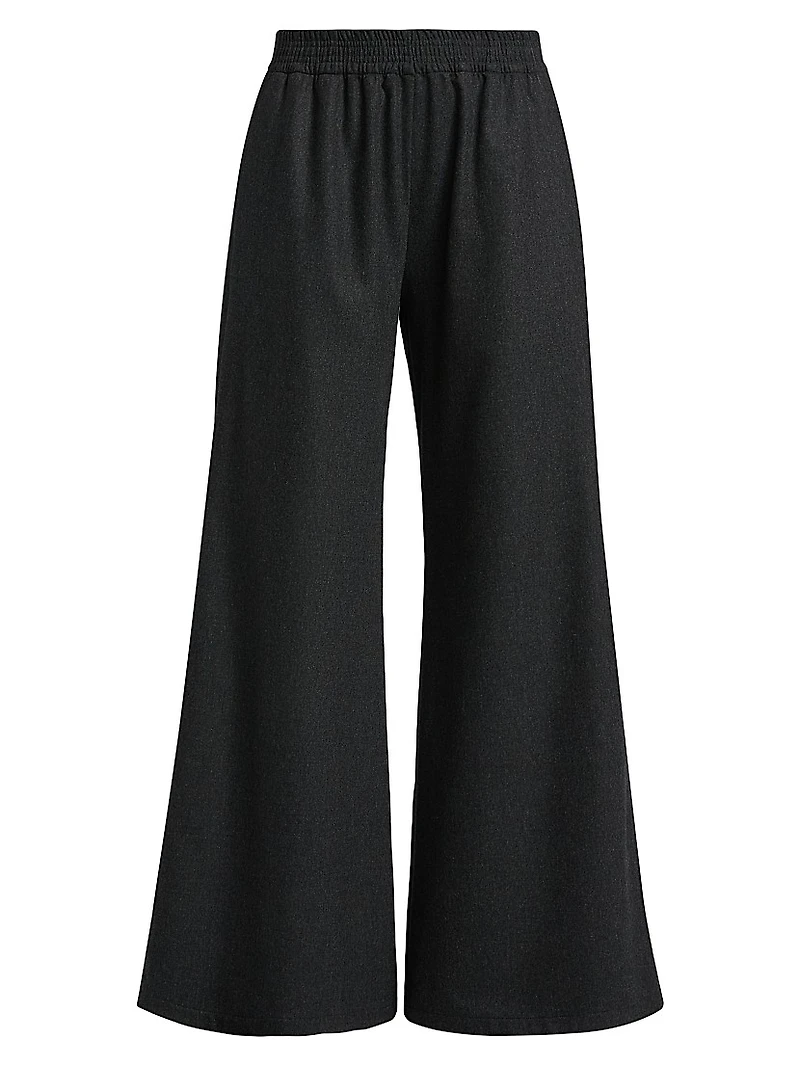 Flannel Wool-Blend Wide-Leg Trousers
