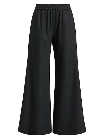 Flannel Wool-Blend Wide-Leg Trousers