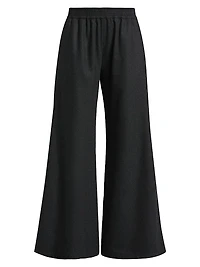 Flannel Wool-Blend Wide-Leg Trousers