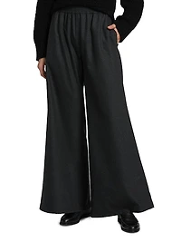 Flannel Wool-Blend Wide-Leg Trousers