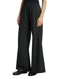 Flannel Wool-Blend Wide-Leg Trousers