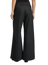 Flannel Wool-Blend Wide-Leg Trousers