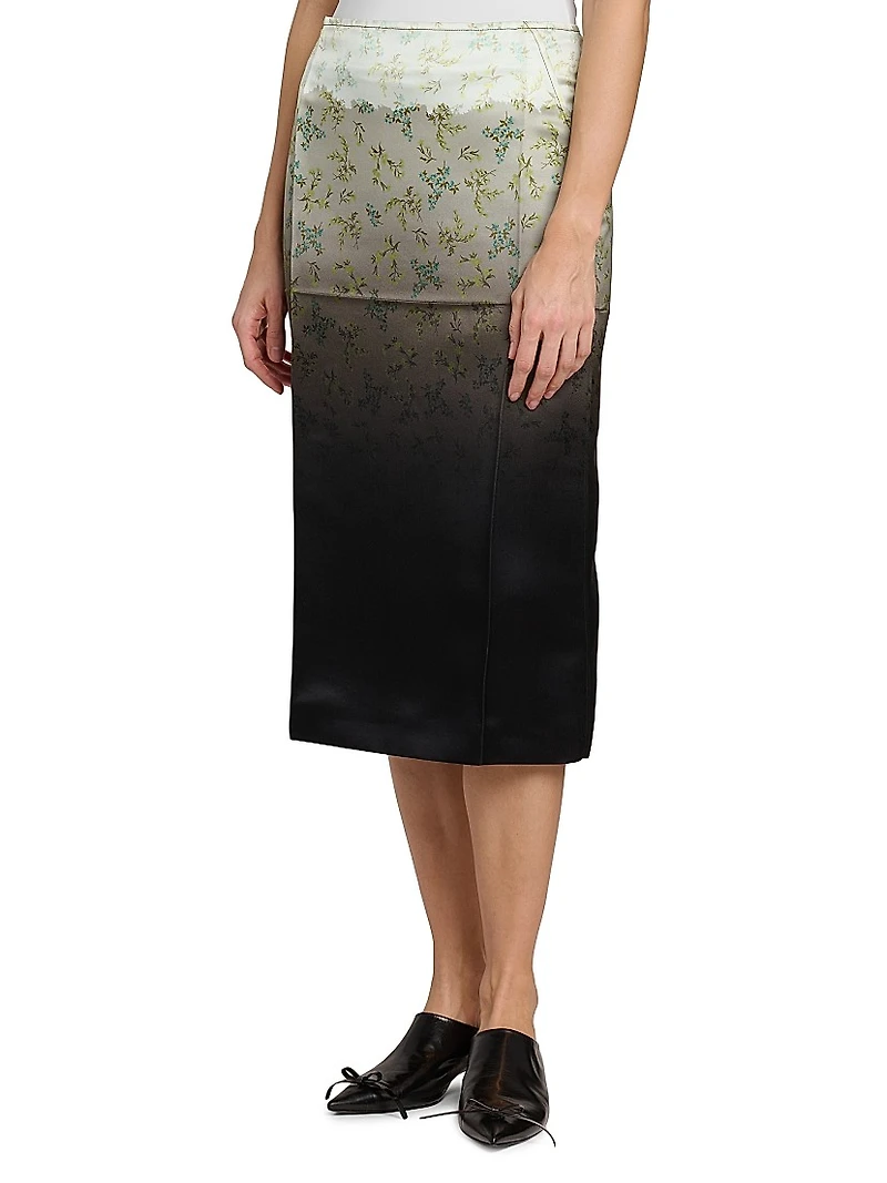 Floral Dip-Dye Midi-Skirt