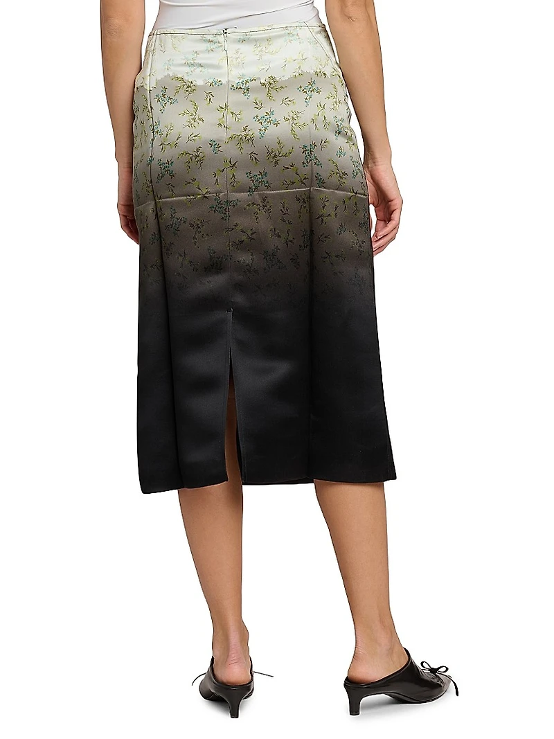 Floral Dip-Dye Midi-Skirt